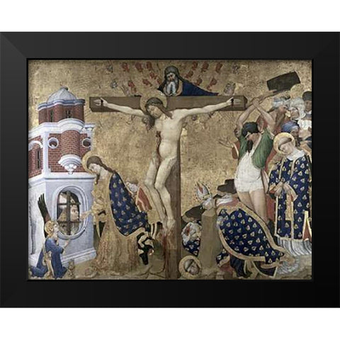St. Denis Altarpiece Black Modern Wood Framed Art Print by Bellechose, Henri