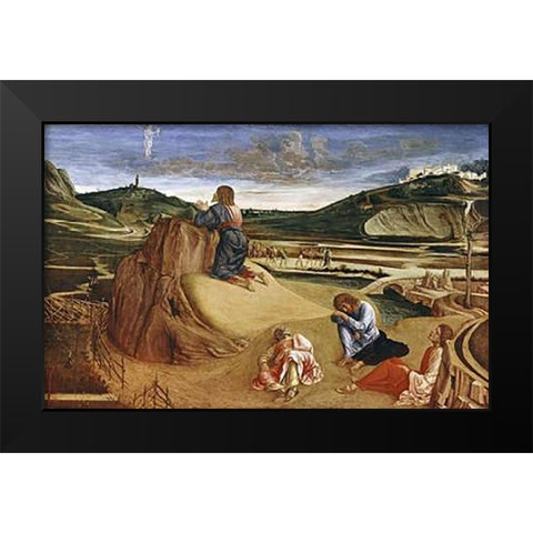 Agony In The Garden Black Modern Wood Framed Art Print by Bellini, Giovanni