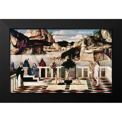 Allegory Black Modern Wood Framed Art Print by Bellini, Giovanni