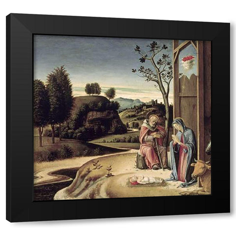 Birth of Jesus from the Pala Pesaro Black Modern Wood Framed Art Print by Bellini, Giovanni