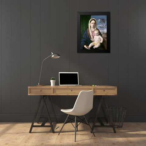 Madonna and Child #2 Black Modern Wood Framed Art Print by Bellini, Giovanni