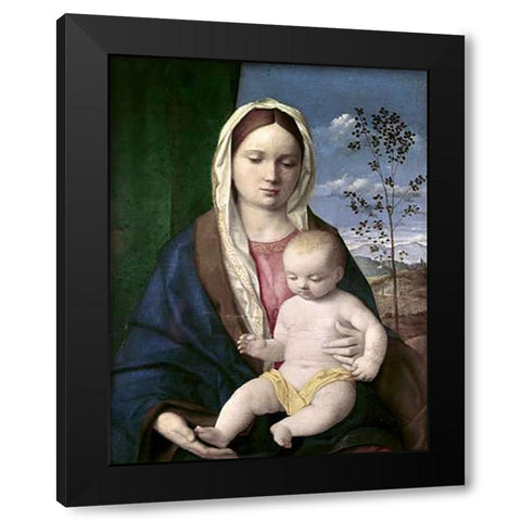 Madonna and Child #2 Black Modern Wood Framed Art Print by Bellini, Giovanni