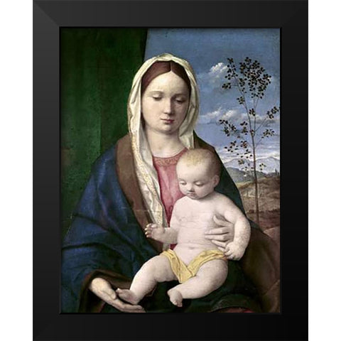 Madonna and Child #2 Black Modern Wood Framed Art Print by Bellini, Giovanni