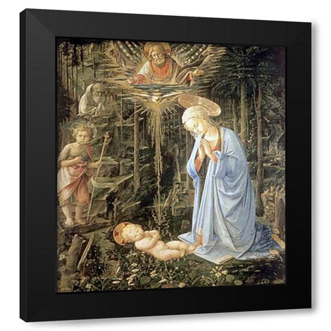 Madonna and Child With Saint Jerome Black Modern Wood Framed Art Print with Double Matting by Bellini, Giovanni