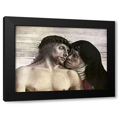 Pieta Black Modern Wood Framed Art Print with Double Matting by Bellini, Giovanni
