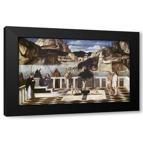 Sacred Allegory Black Modern Wood Framed Art Print by Bellini, Giovanni