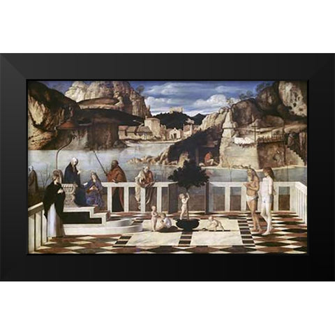 Sacred Allegory Black Modern Wood Framed Art Print by Bellini, Giovanni