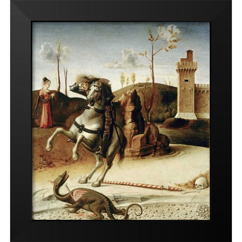 Saint George  from The Pala Pesaro Black Modern Wood Framed Art Print by Bellini, Giovanni