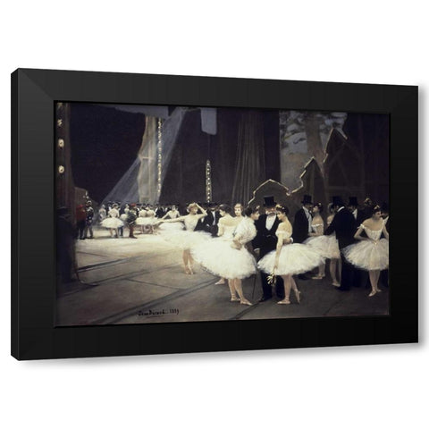 Backstage at The Opera Black Modern Wood Framed Art Print with Double Matting by Beraud, Jean