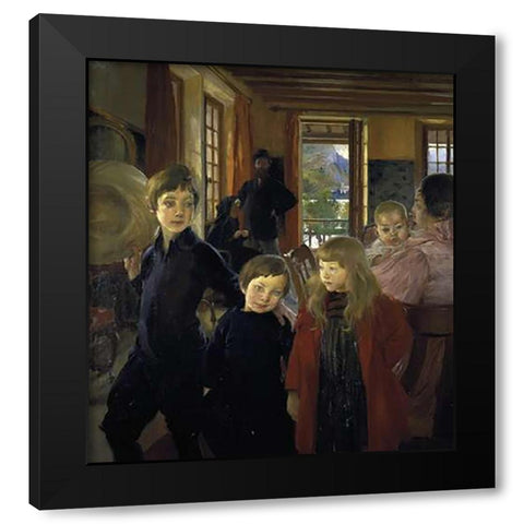 A Family or the Artists Family Black Modern Wood Framed Art Print by Besnard, Albert