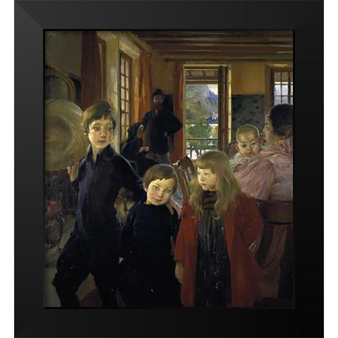 A Family or the Artists Family Black Modern Wood Framed Art Print by Besnard, Albert