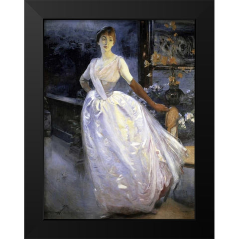 Madame Roger Jourdain Black Modern Wood Framed Art Print by Besnard, Albert