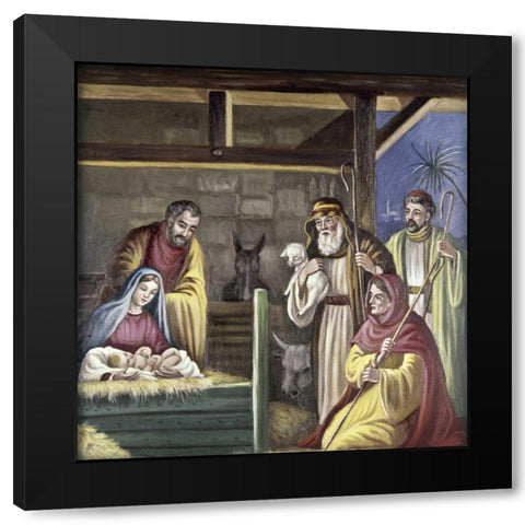 Adoration of The Shepherds Black Modern Wood Framed Art Print by Bianchini, Vittorio