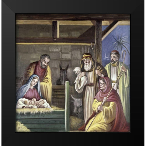 Adoration of The Shepherds Black Modern Wood Framed Art Print by Bianchini, Vittorio