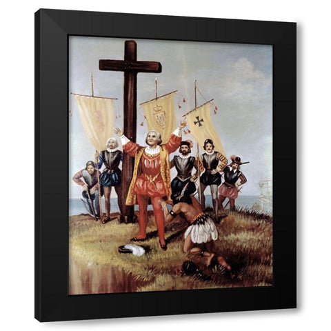 Columbus Takes Possession of The New World (Cont) Black Modern Wood Framed Art Print by Bianchini, Vittorio