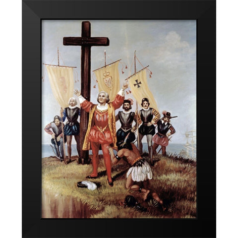 Columbus Takes Possession of The New World (Cont) Black Modern Wood Framed Art Print by Bianchini, Vittorio