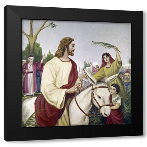 Entry Into Jerusalem Black Modern Wood Framed Art Print with Double Matting by Bianchini, Vittorio