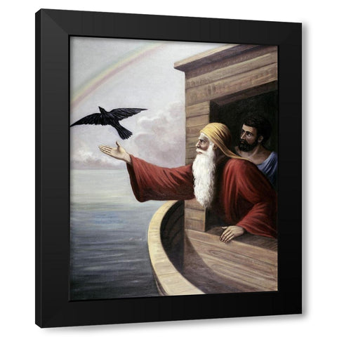 Noah Releasing The Raven Black Modern Wood Framed Art Print by Bianchini, Vittorio