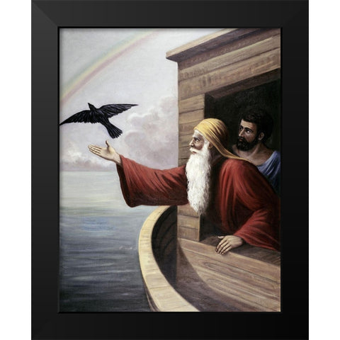 Noah Releasing The Raven Black Modern Wood Framed Art Print by Bianchini, Vittorio
