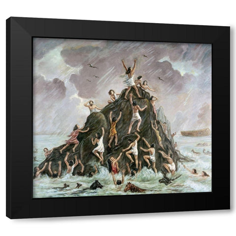 People Engulfed By The Flood Black Modern Wood Framed Art Print by Bianchini, Vittorio