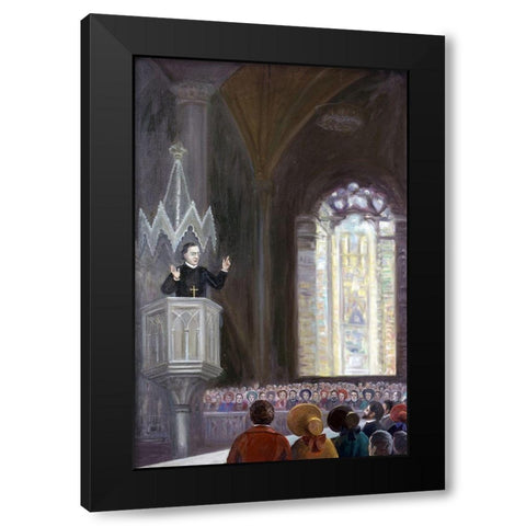 Rev. Hecker and The Intellectual Revival Black Modern Wood Framed Art Print with Double Matting by Bianchini, Vittorio