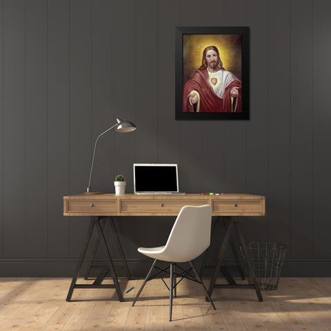 Sacred Heart of Jesus Black Modern Wood Framed Art Print by Bianchini, Vittorio