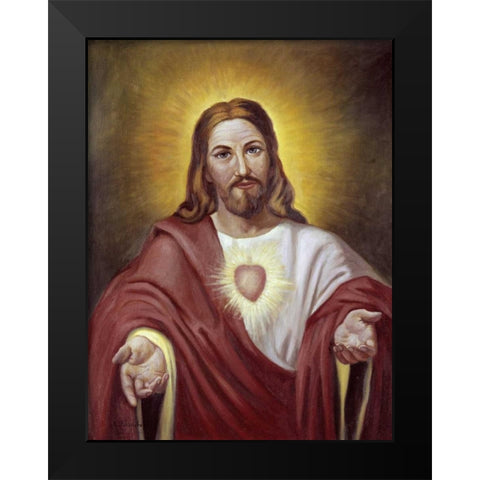Sacred Heart of Jesus Black Modern Wood Framed Art Print by Bianchini, Vittorio