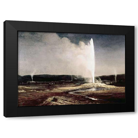 Geysers in Yellowstone Park Black Modern Wood Framed Art Print with Double Matting by Bierstadt, Albert