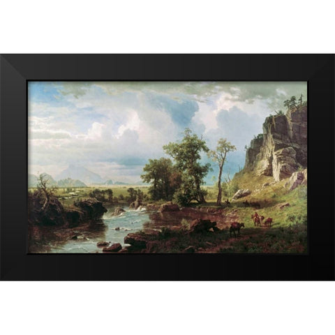 Platte River Black Modern Wood Framed Art Print by Bierstadt, Albert