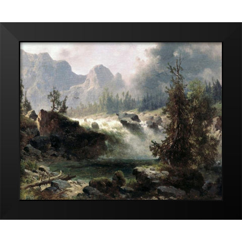 Rocky Mountain Stream Black Modern Wood Framed Art Print by Bierstadt, Albert