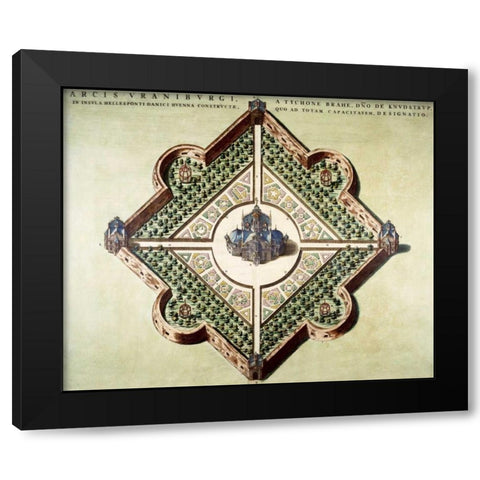 Arcis Uraniburgi Black Modern Wood Framed Art Print by Blaeu, Joan
