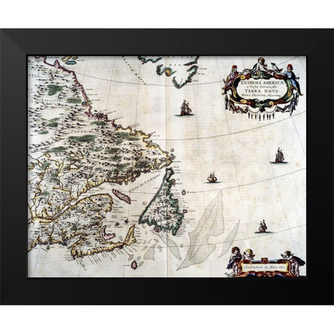 Extrema Americae From Grand Atlas Black Modern Wood Framed Art Print by Blaeu, Joan