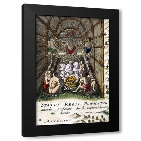 Powhatan Inset Black Modern Wood Framed Art Print with Double Matting by Blaeu, Joan