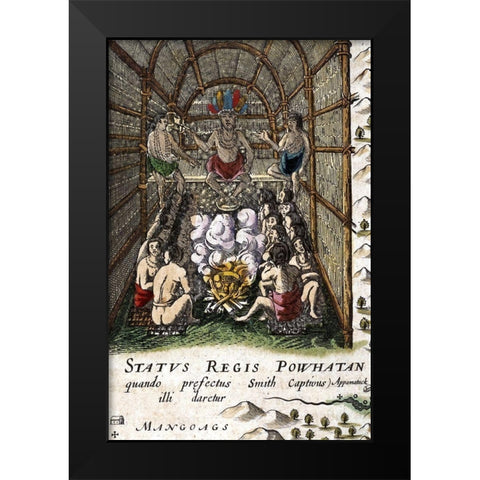 Powhatan Inset Black Modern Wood Framed Art Print by Blaeu, Joan