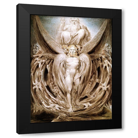 The Whirlwind : Ezekiels Vision Black Modern Wood Framed Art Print with Double Matting by Blake, William