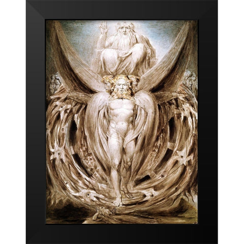 The Whirlwind : Ezekiels Vision Black Modern Wood Framed Art Print by Blake, William