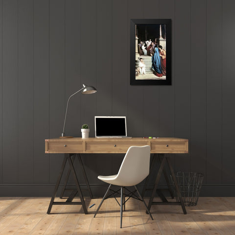 Jesus Found In The Temple Black Modern Wood Framed Art Print by Bloch, Carl