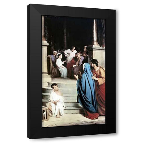 Jesus Found In The Temple Black Modern Wood Framed Art Print by Bloch, Carl