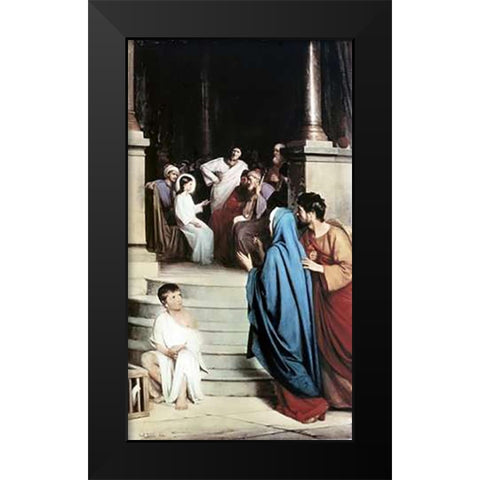Jesus Found In The Temple Black Modern Wood Framed Art Print by Bloch, Carl