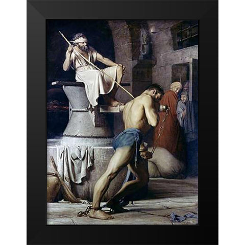 Samson On The Treadmill Black Modern Wood Framed Art Print by Bloch, Carl