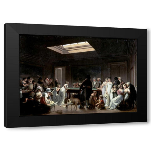 A Game of Billiards Black Modern Wood Framed Art Print with Double Matting by Boilly, Louis Leopold
