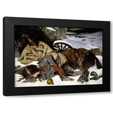 Episode of The Russian Retreat Black Modern Wood Framed Art Print by Boissard de Boisdenier, Joseph Fernand