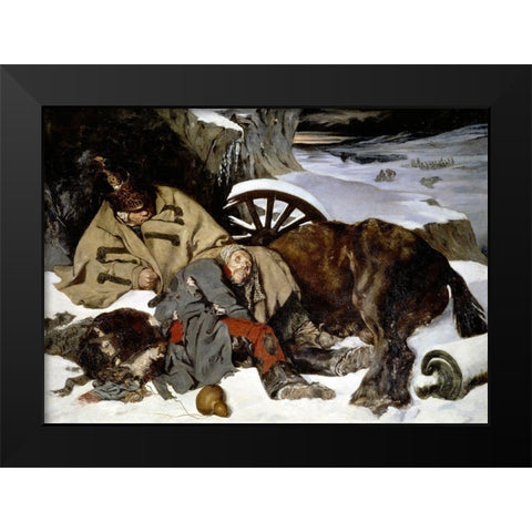 Episode of The Russian Retreat Black Modern Wood Framed Art Print by Boissard de Boisdenier, Joseph Fernand