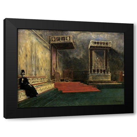 Interior of the Sistine Chapel Black Modern Wood Framed Art Print by Bonnat, Leon