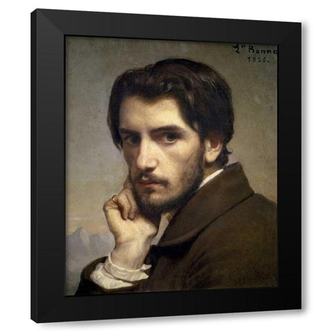 Self-Portrait Black Modern Wood Framed Art Print with Double Matting by Bonnat, Leon
