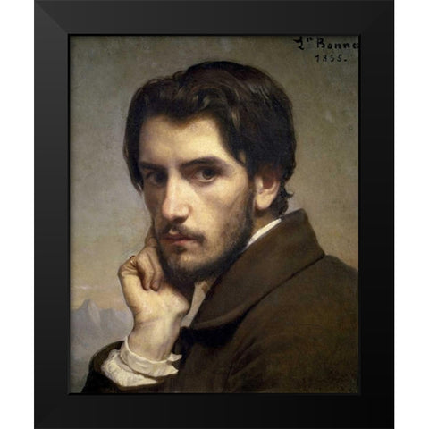 Self-Portrait Black Modern Wood Framed Art Print by Bonnat, Leon