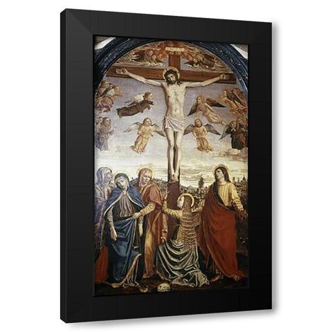 Crucifixion Black Modern Wood Framed Art Print by Borgognone, Ambrigo