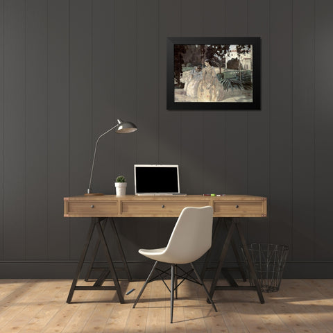 Gobelin Black Modern Wood Framed Art Print by Borisov-Musatov, Viktor E.