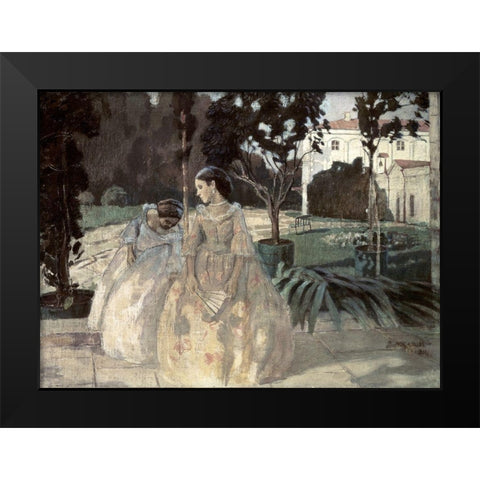 Gobelin Black Modern Wood Framed Art Print by Borisov-Musatov, Viktor E.