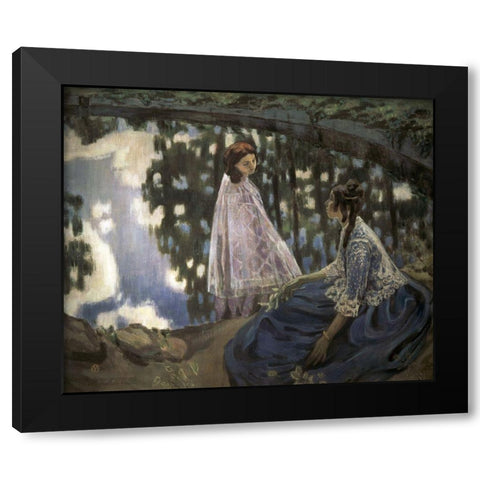 Pond Black Modern Wood Framed Art Print by Borisov-Musatov, Viktor E.